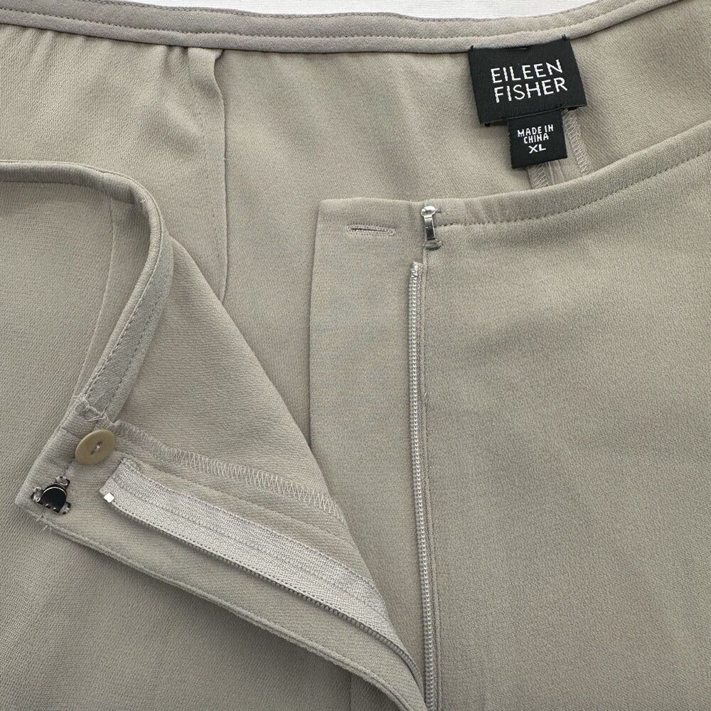 Eileen Fisher Pants XL Heavyweight Stretch Silk Georgette Dove Wide Straight NEW - Picture 2 of 11